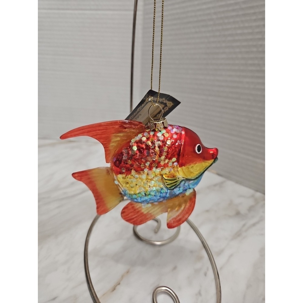 Robert Stanley Glass Christmas Ornament Very Merry Vacation Colorful Fish 2007